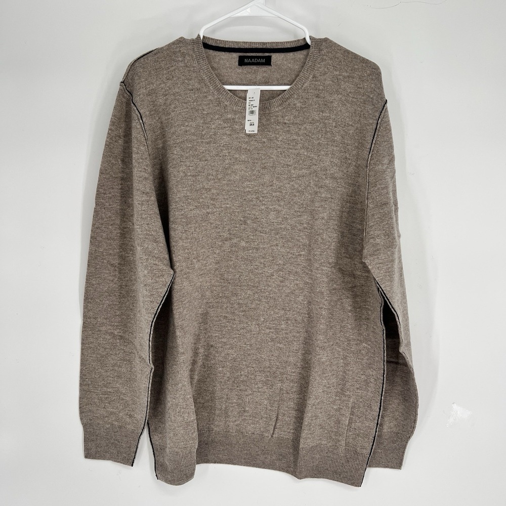 New w/ Tags! Nadaam‎ Wool & Cashmere Blend Crewneck Sweater Mens Size 2XL Beige